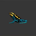 Vibrant Frog With Yellow Head Blue Body And Black Spots Sitting On Shiny Surface