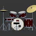 Red Professional Drum Set with Snare Tom Bass Drums Crash Cymbals and Adjustable Drum Stool