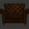 Brown Single Leather Sofa with Tufted Diamond Pattern and Rounded Armrests Classic Design 3d model