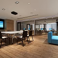 Modern Bright Office Reception Area With Colorful Furniture And Artistic Patterned Ceiling Design