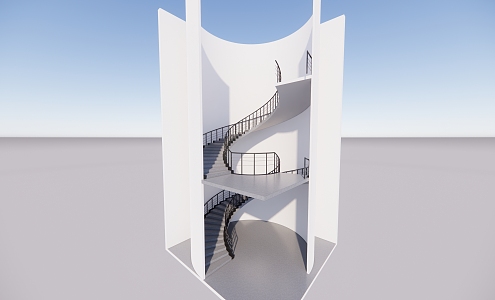 modern revolving staircase 3d model