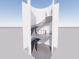 modern revolving staircase 3d model