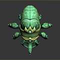 Game Fantasy Character With Green Carapace Yellow Edges Blue Gem And Multiple Claws