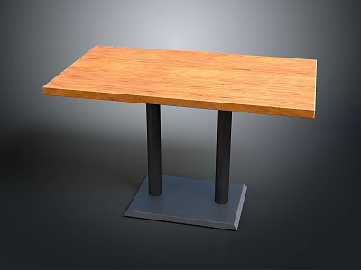 Wooden Table With Black Metal Legs Modern Design Furniture Piece 3d model