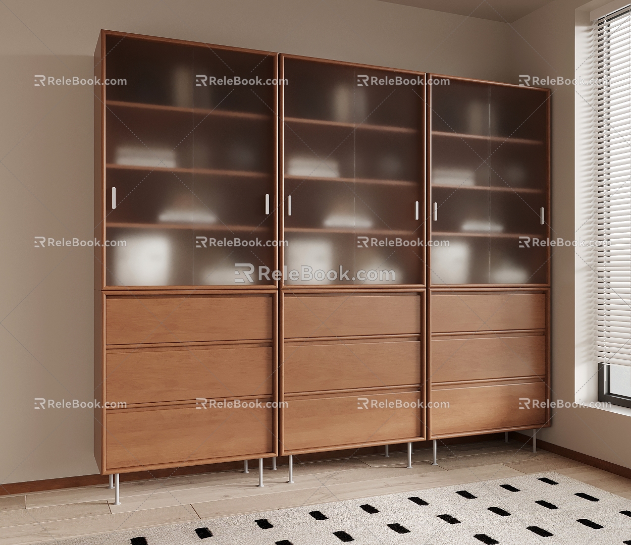 Middle Style Bookcase Bookshelf 3d model