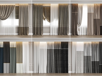 Modern Home Curtain Combination Curtain Bedroom Curtain Living Room Curtain Color Combination Curtain 3d model