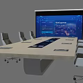 Modern Conference Table With Surrounding Chairs Projector Screen And Digital 3d model