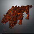 Dual Headed Lava Monster With Molten Rock Texture And Glowing Lava Body