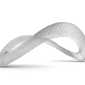 Modern Flowing Curved Sculpture With Intricate Mesh Texture On White Background