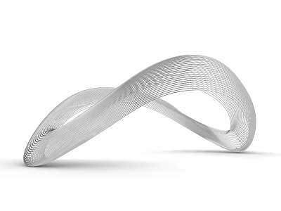 Modern Flowing Curved Sculpture With Intricate Mesh Texture On White Background 3d model