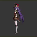 Child Wearing Red and Gold Costume with Purple Hair and Crown
