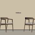 Modern Poliform Wooden Chairs With Armrests And White Cushions Interior Design
