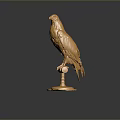 Golden Eagle Statue Beautifully Displayed on Shiny Pedestal Against Black Background