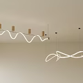 Modern Curved LED Chandelier With Wavy White Lines For Contemporary Interior Design Spaces