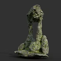 Natural Stone Formation With Irregular Arch Shape And Moss Covered Surface 3d model