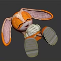 Cute Cartoon Bunny Orange White Large Ears Closed Eyes Smiling With Orange Pants Gray Shoes