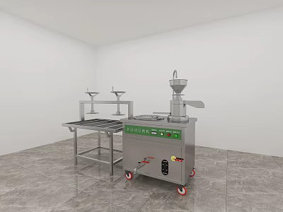 Stainless Steel Commercial Kitchen Appliances With Mobile Grinding Machine And Operating Table 3d model