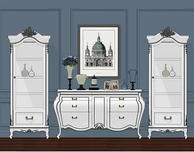 European-style Side Cabinet Side Cabinet Combination 3d model