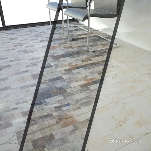 Modern Living Room Floor Tiles With Multicolor Mixed Pattern And Smooth Ceramic Surface 3d model 