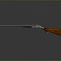 Silver Barrel Wooden Stock Shotgun On Grey Gradient Background With Reflection 3d model