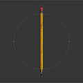 Yellow Wooden Pencil With Red Eraser Tip And Worn Texture On Gray Background