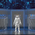 Cosmic Way Check in Photo Spot With Astronaut Blue Lights And Reflective Floor