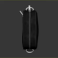 Black DAMYS Square Bag With Silver Strap Zipper Closure And Front Pocket