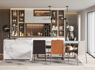 Modern Dining Table and Chair Combination 3d model