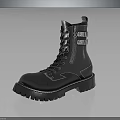 Stylish Black Lace Up Boots With Silver Buckles And Chunky Sole