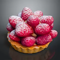 Golden Crust Tart Topped With Fresh Raspberries And Powdered Sugar