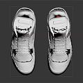 White Stylish Sneakers With Red Logo Black Accents And Black Sole