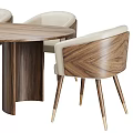 Modern Wooden Dining Table Set With Oval Top And Six Chairs Featuring Sleek Metal Legs