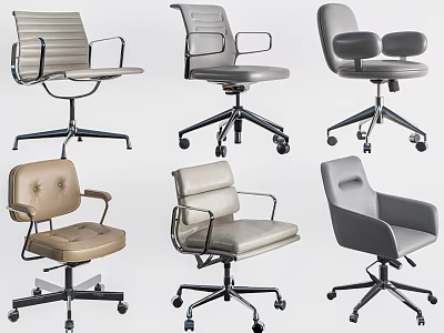 Contemporary Stools With Various Designs Leather Seats Metal Base And Rolling Wheels 3d model