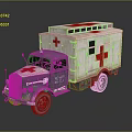 Vintage Ambulance With Gray And White Body Red Cross Symbols Roof Lights And Side Windows
