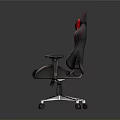 Modern Ergonomic Gaming Chair With Black Red Leather And Swivel Base