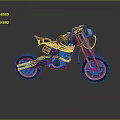 Vintage Custom Motorcycle With Brown Seat Golden Forks And Off Road Tires