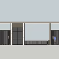 Modern Main Entrance Gate With Central Door And Side Metal Grille Gates