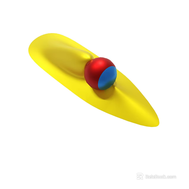 Modern Abstract Yellow Curved Shape With Red And Blue Ball Design 3d model 