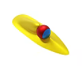 Modern Abstract Yellow Curved Shape With Red And Blue Ball Design