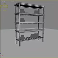 Modern Stainless Steel Cabinet With Multiple Shelves Holding Plates And Cups