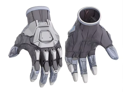 High Tech Intelligent Machine Gloves With Futuristic Design And Metallic Mechanical Features 3d model