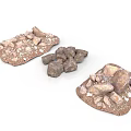 Natural Stone and Wood Decorative Pieces with Rustic Texture and Arrangement