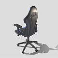 Black And Blue Ergonomic Gaming Chair With Adjustable High Back Armrests And Swivel Casters