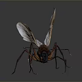 Winged Brown Ant With Detailed Body Structure On Gray Background Close Up View 3d model