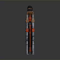 Double Barrel Weapon With Red And Silver Metal Body And Decorative Wrapping Design