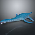 3D Rendered Blue Aquatic Dinosaur Model With Long Neck And Flippers