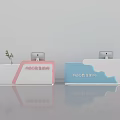 Nordic style front desk combination kindergarten front desk front desk front desk cartoon children reception front desk company front desk 3d model