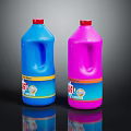 Blue And Pink Large Detergent Bottles With 151 Label For Daily Cleaning Use