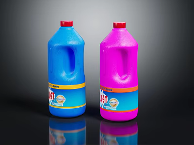 Blue And Pink Large Detergent Bottles With 151 Label For Daily Cleaning Use 3d model