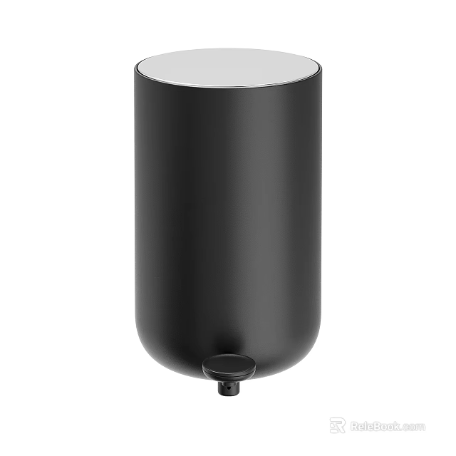 Public Trash Can With Black Cylindrical Design And White Lid For Outdoor Use 3d model 